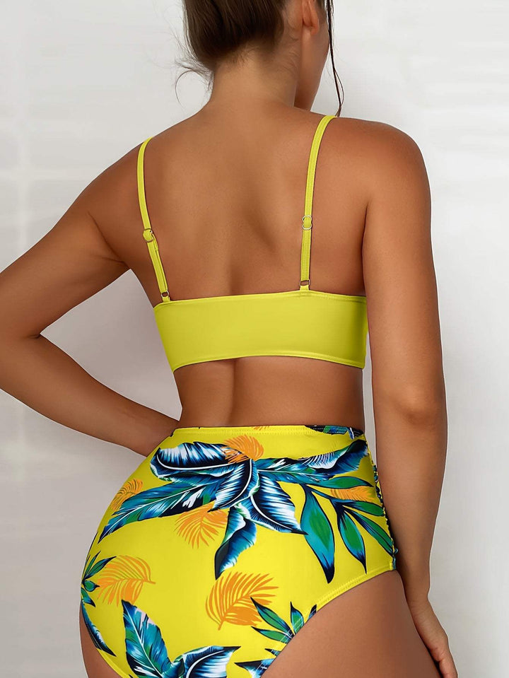 Elegante set bikini da donna con taglio alto, elastico in vita e coppe regolabili - slip alto ed elastico per una silhouette perfetta