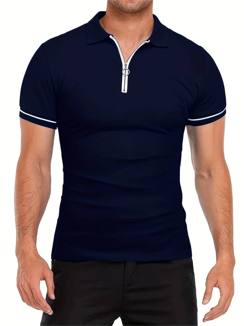 Camisas Polos para Hombre de Ajuste Delgado con Manga Corta y Detalle de Contraste Elegante, Perfectas para un Estilo Moderno y Sofisticado