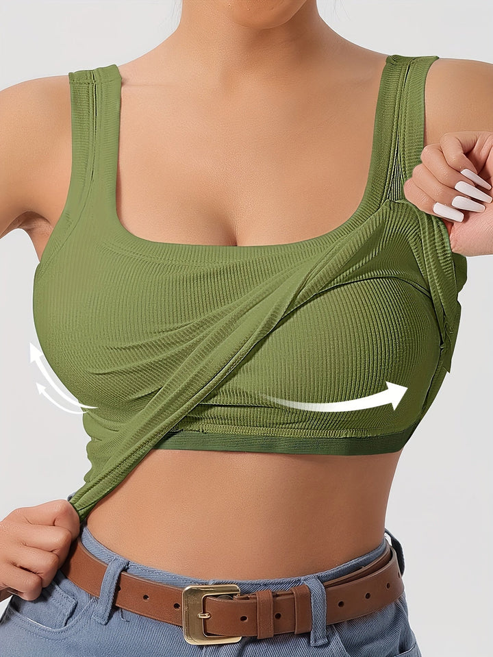 Top corto di manga lungo con nervature e sopratesta integrato ideale per la donna