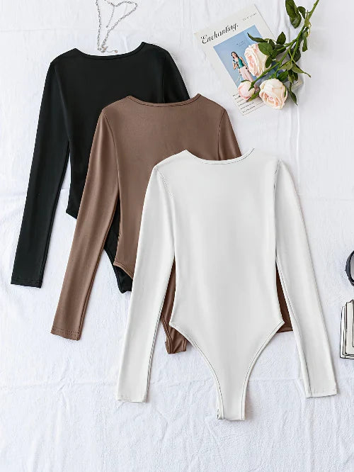 Norella - set di 3 eleganti body a maniche lunghe da donna per un look elegante e confortevole