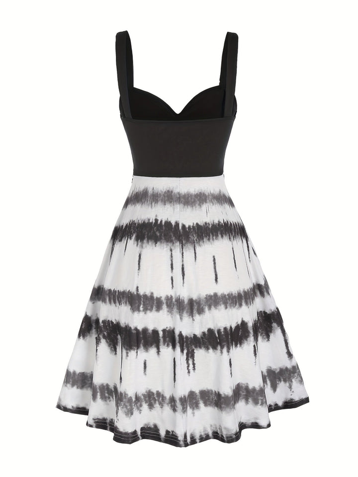 Elegante e comoda vestaglia da donna con motivo tie-dye alla moda, elegante scollatura a V e finti bottoni di gusto.