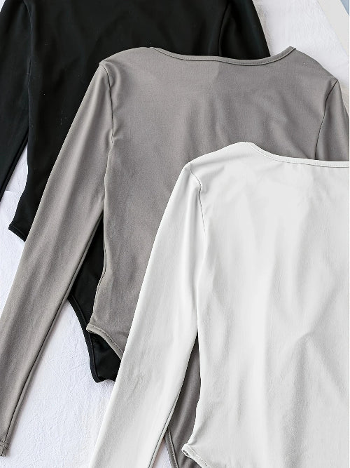 Norella - set di 3 eleganti body a maniche lunghe da donna per un look elegante e confortevole