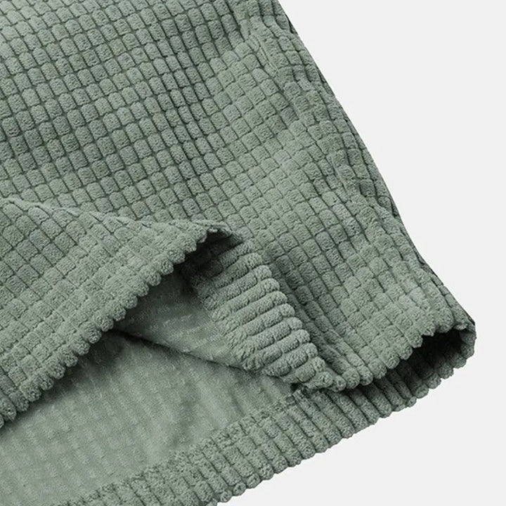 Set camicia e pantaloncini da uomo in morbido velluto - Maniche corte, Bottoni, Bordi elastici - Comodo abbigliamento casual