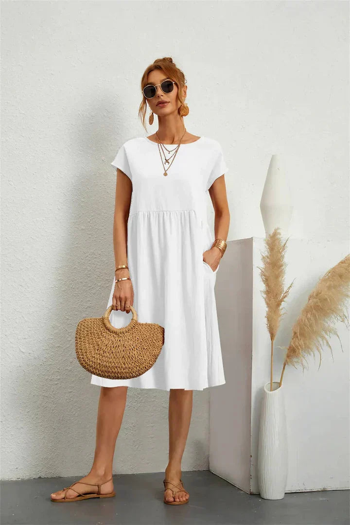 Elegante vestaglia da donna al ginocchio con scollo a punta e colletto elegante