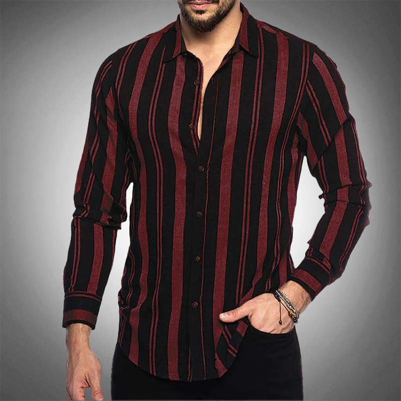 Elegante T-shirt da uomo con delicate trasparenze ed eleganti polsini lunghi con bottoni - taglio classico con chiusura regolabile