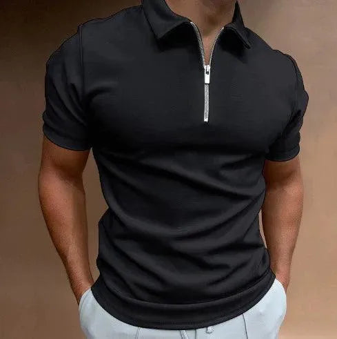 Elegante polo Slim Fit da uomo con zip - camicia a maniche corte, ariosa e casual per un comfort eccezionale