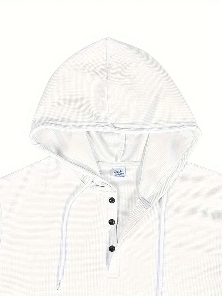 Set tuta da uomo con comoda felpa con cappuccio con colletto abbottonato e pratiche tasche - moderne scarpe da corsa con cordino per un comfort totale