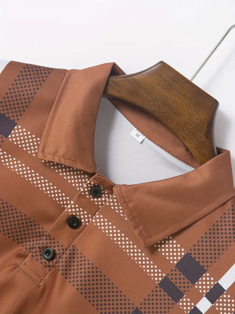Camisa Polo para Hombre con Estilo Cuadrados - Ajuste Slim y Manga Corta para un Look Casual y Clásico