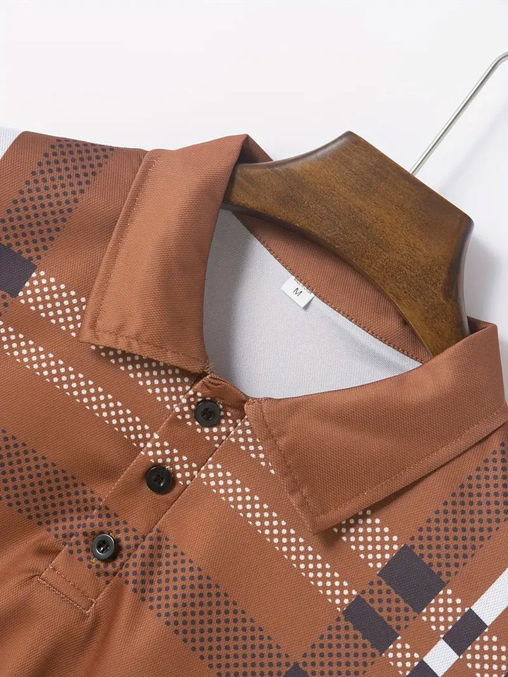 Camisa Polo para Hombre con Estilo Cuadrados - Ajuste Slim y Manga Corta para un Look Casual y Clásico