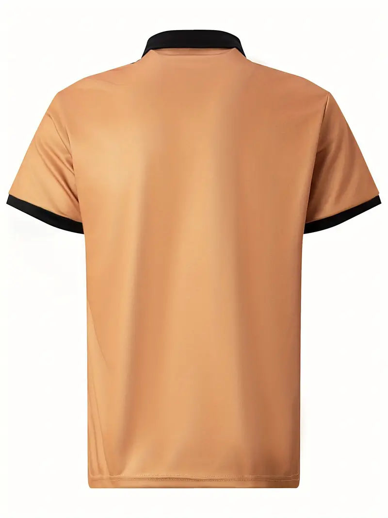 Polo pour homme à coupe régulière avec col et poignets contrastés et élégant design rayé sur la poitrine