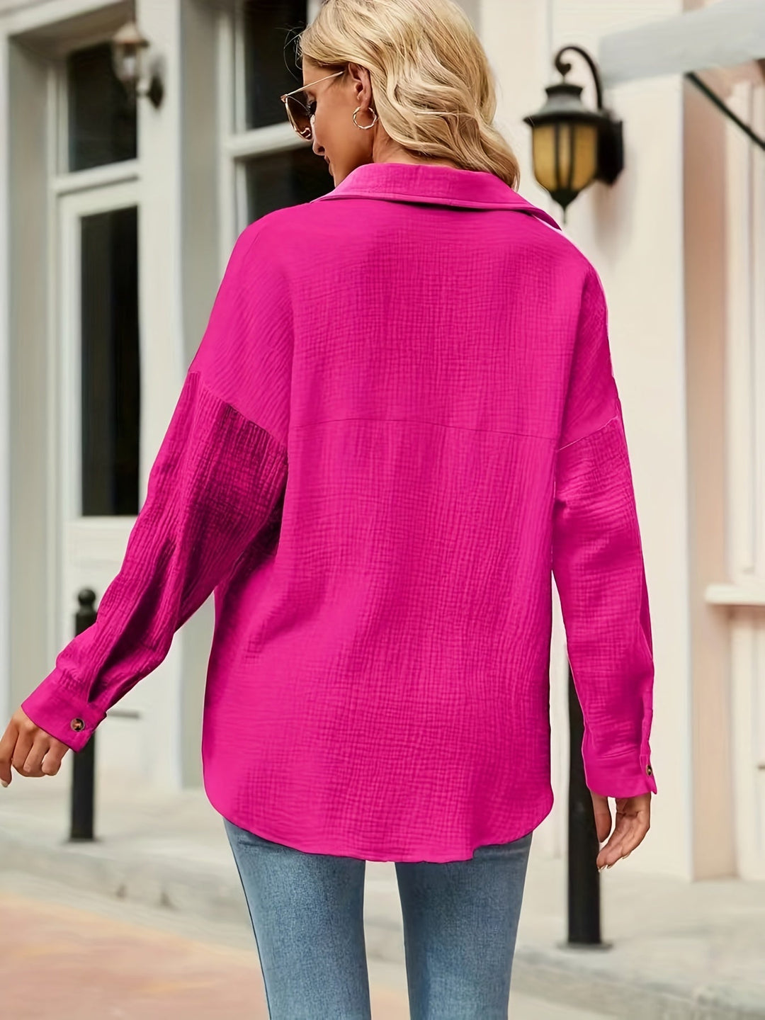Camicia da Donna in Cotone Leggero con Bottoni - Taglio Relaxed e Maniche Lunghe per uno Stile Casual e Comodo
