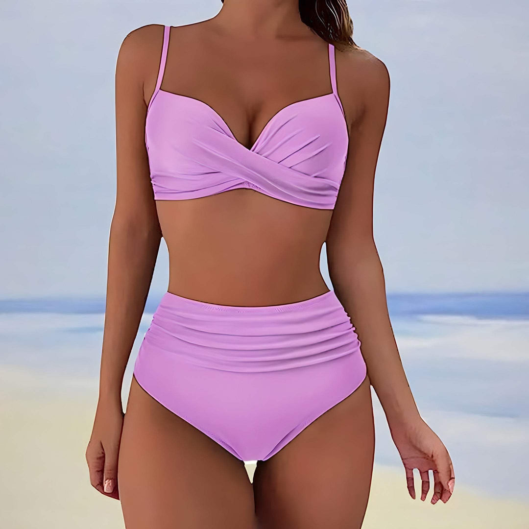 Bikini da donna alla moda con parte anteriore alta e coppe regolabili - comfort ed eleganza in spiaggia