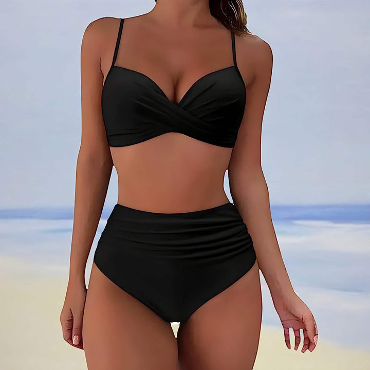 Bikini da donna alla moda con parte anteriore alta e coppe regolabili - comfort ed eleganza in spiaggia