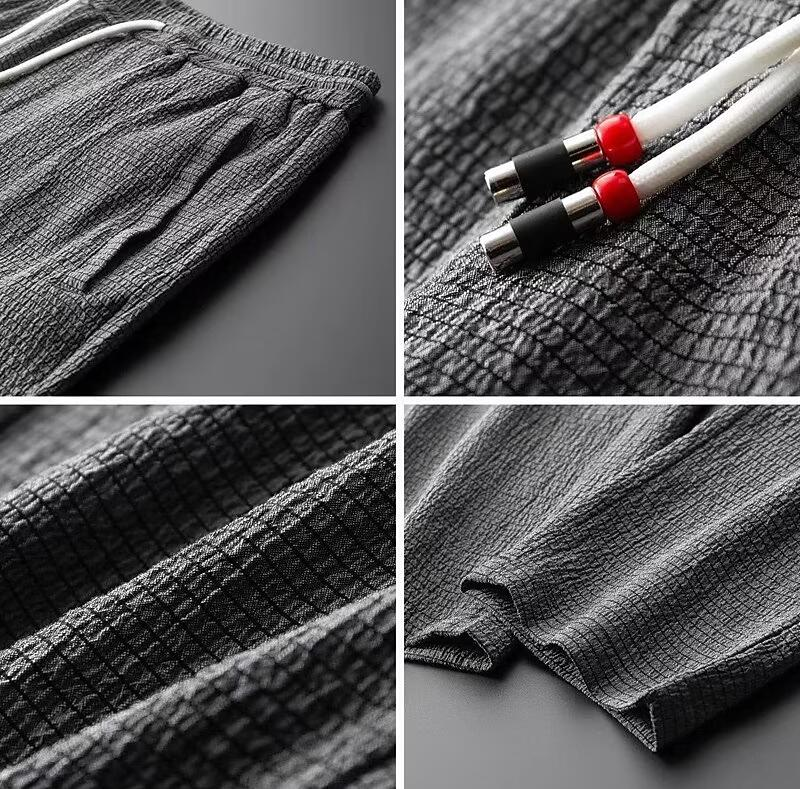 Set uomo Lounge Numérique in lino cotone melange - Elegante collo lungo a punta e comodi pantaloni in velluto a coste