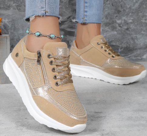 Comode sneakers casual da donna con allacciatura e cerniera - comfort e stile per l'abbigliamento quotidiano