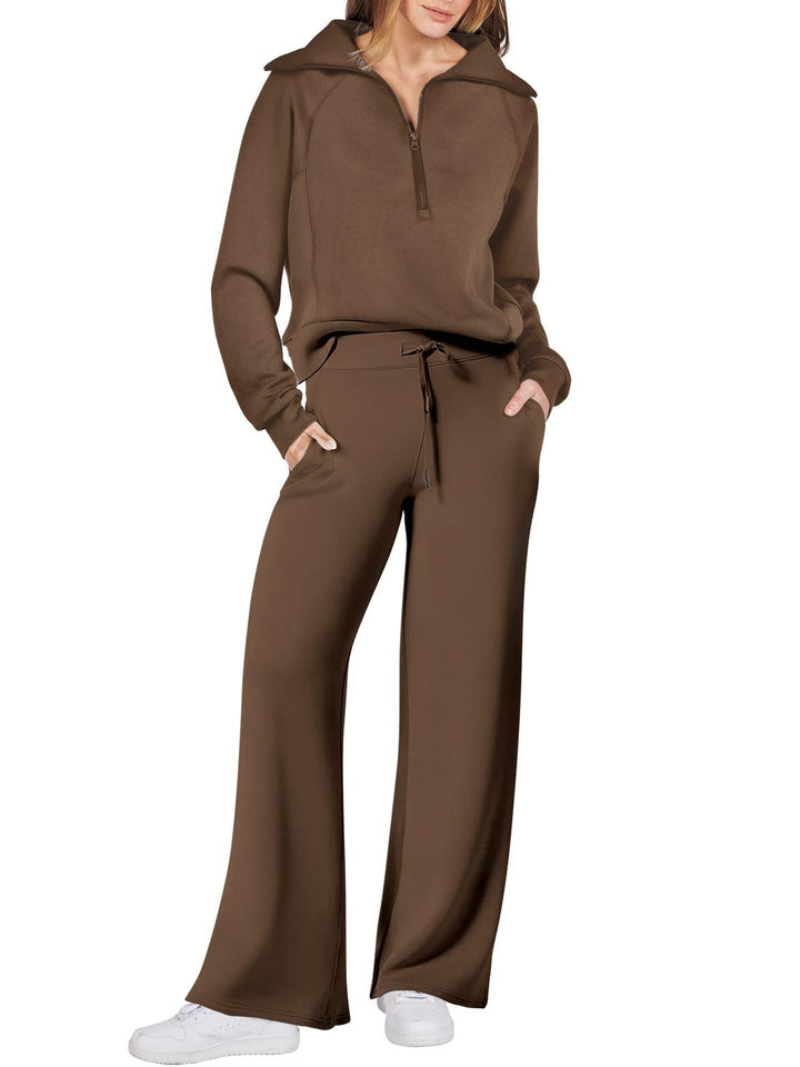 Set lounge comodo e spazioso con eleganti pantaloni a gamba larga - ideale per le donne