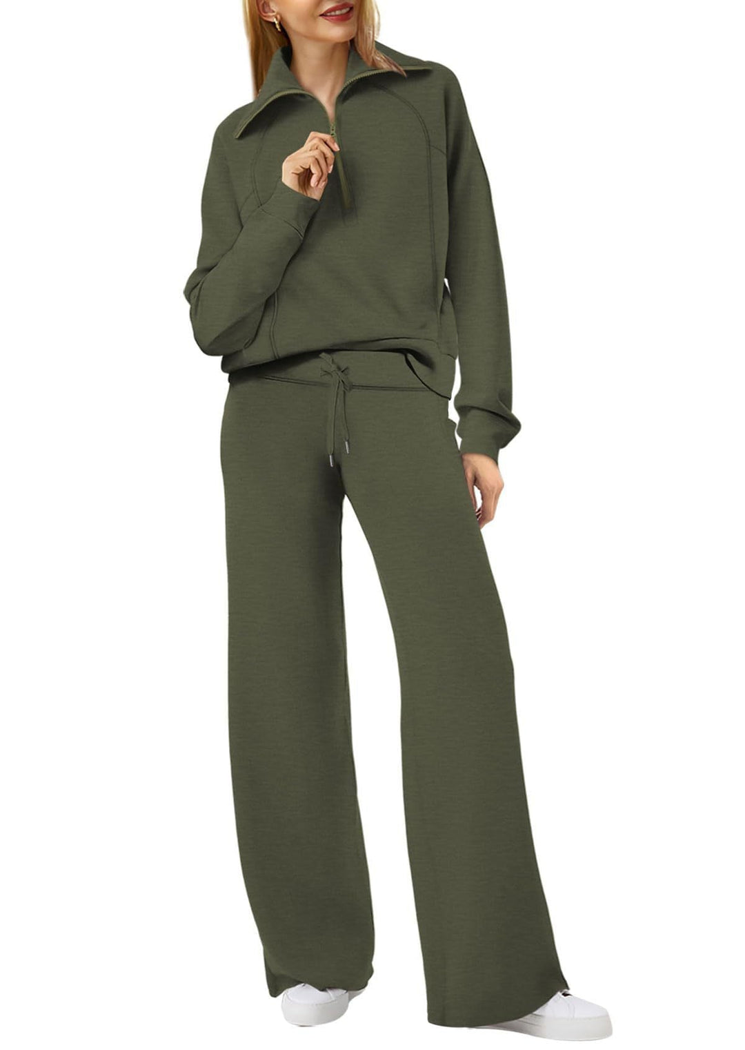 Set lounge comodo e spazioso con eleganti pantaloni a gamba larga - ideale per le donne