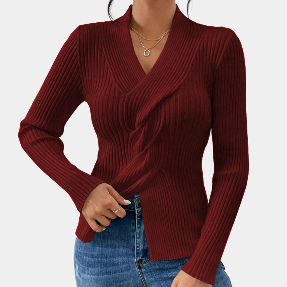 Maelle - Elegante maglione da donna con scollo a punta chic