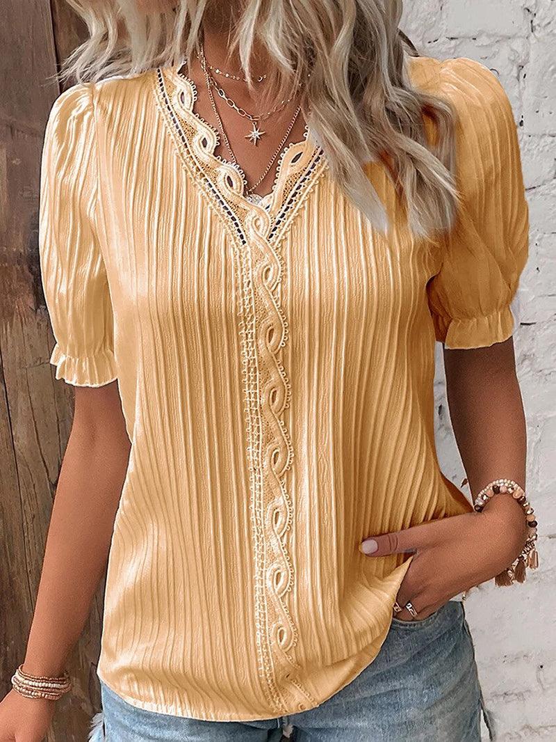 Elegante camicia damas con scollo a V - Tessuto piacevole e leggero per il massimo comfort
