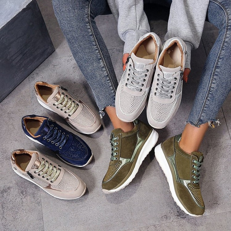 Comode sneakers casual da donna con allacciatura e cerniera - comfort e stile per l'abbigliamento quotidiano