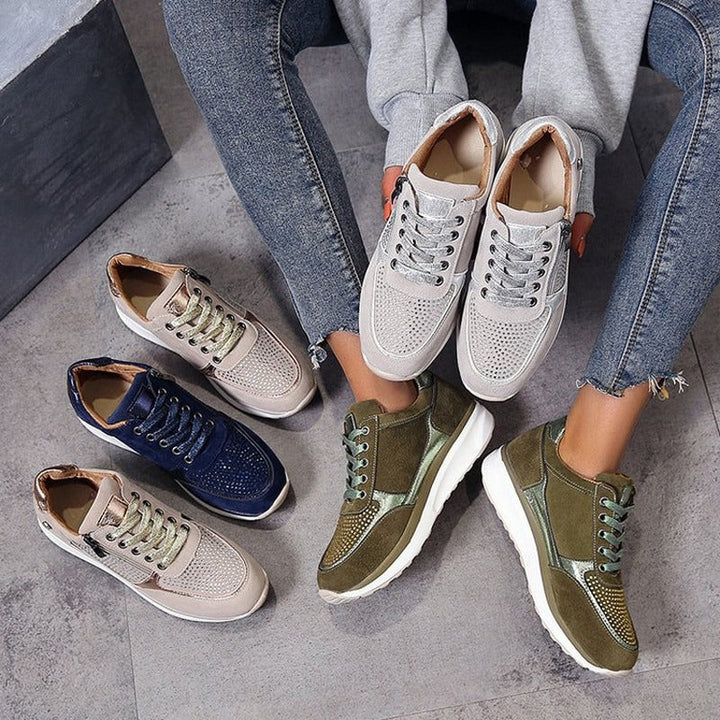 Comode sneakers casual da donna con allacciatura e cerniera - comfort e stile per l'abbigliamento quotidiano