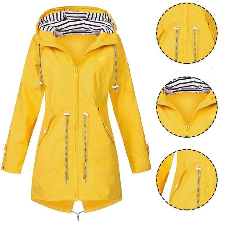 GENZINA - Elegante cappotto lungo impermeabile per un look elegante e una protezione affidabile dalla pioggia