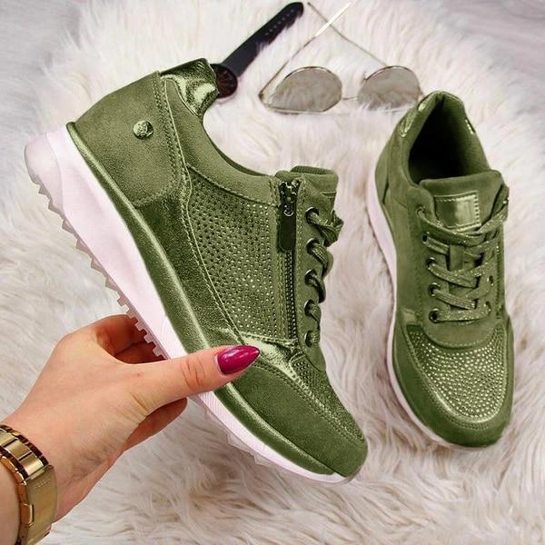 Comode sneakers casual da donna con allacciatura e cerniera - comfort e stile per l'abbigliamento quotidiano