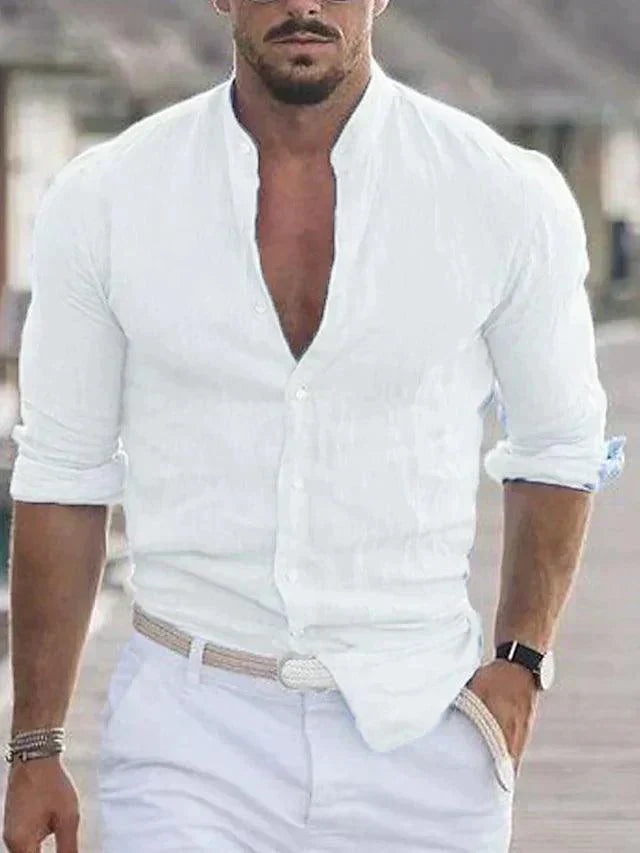 Elegante camicia da uomo leggera e trasparente, ideale per un look casual di tutti i giorni con una finitura elegante in botton.