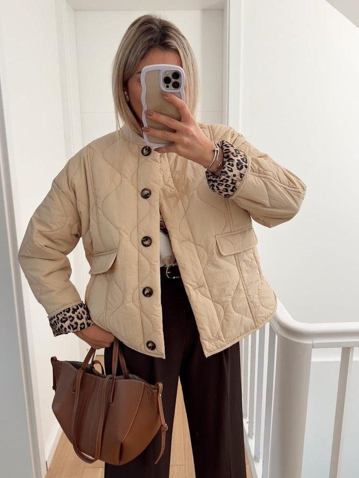 Elegante giacca Noémie™ con fodera in pantera alla moda