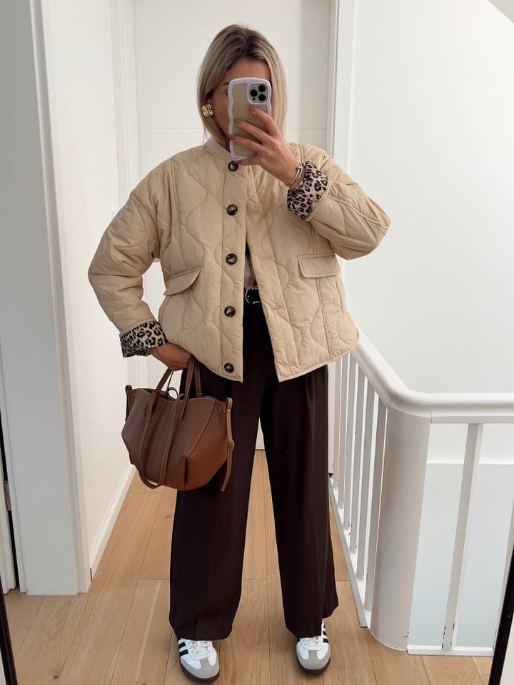 Elegante giacca Noémie™ con fodera in pantera alla moda