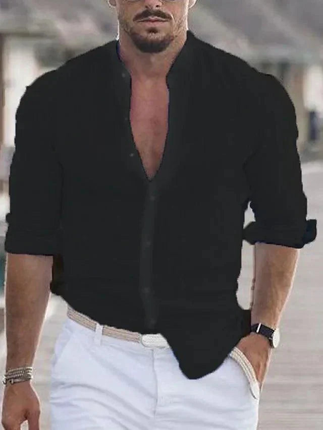 Elegante camicia da uomo leggera e trasparente, ideale per un look casual di tutti i giorni con una finitura elegante in botton.