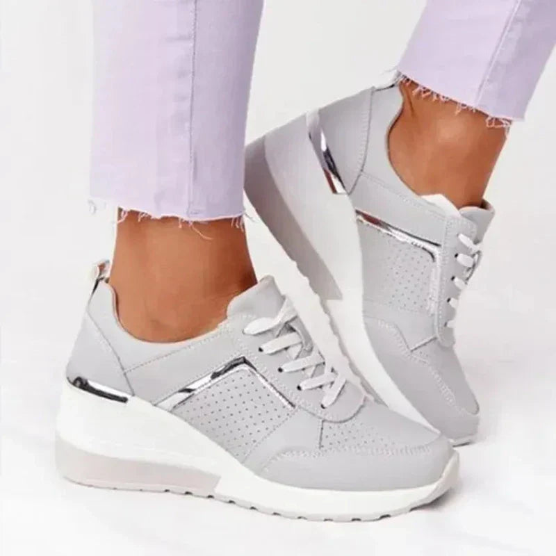 Scarpe da ginnastica eleganti da donna con rete e motivo mimetico - Lacci regolabili per una vestibilità perfetta - Fodera confortevole e design casual e alla moda